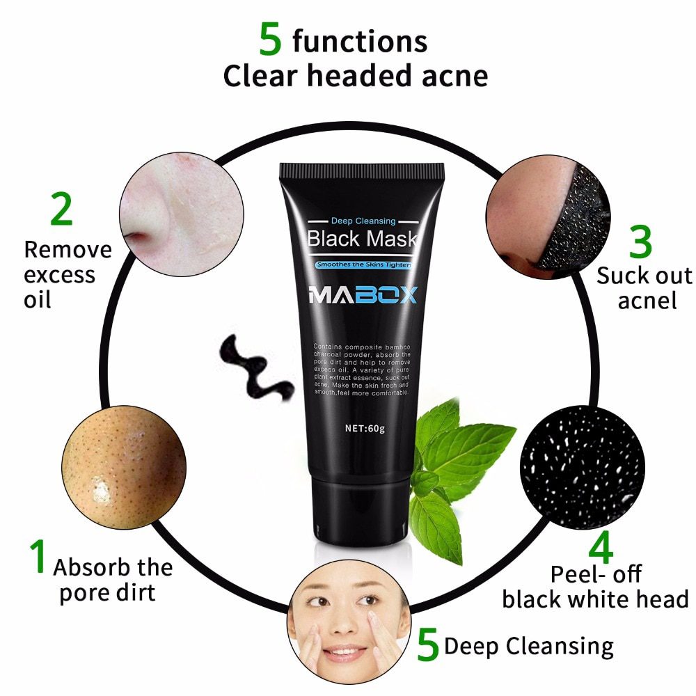 Mabox Black Mask Peel Off Bamboo Charcoal Purifying Blackhead Remover Mask Deep Cleansing for AcneScars Blemishes WrinklesFacial