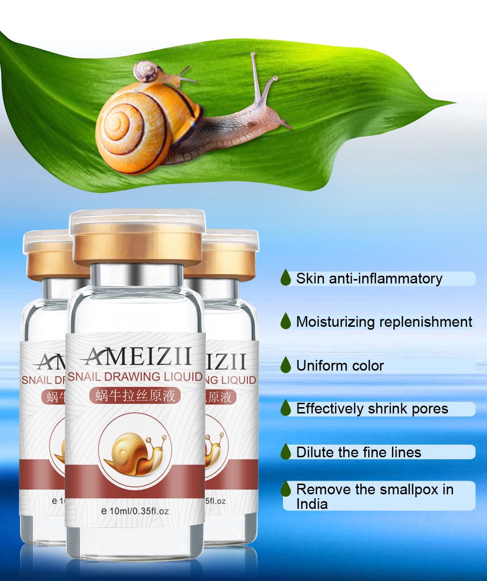 AMEIZII Snail Essence Hyaluronic Acid Serum Moisturizing Whitening Lifting Firming Essence Anti-Aging Face Skin Care Repair 1Pcs