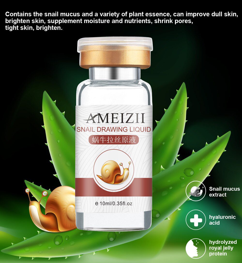 AMEIZII Snail Essence Hyaluronic Acid Serum Moisturizing Whitening Lifting Firming Essence Anti-Aging Face Skin Care Repair 1Pcs