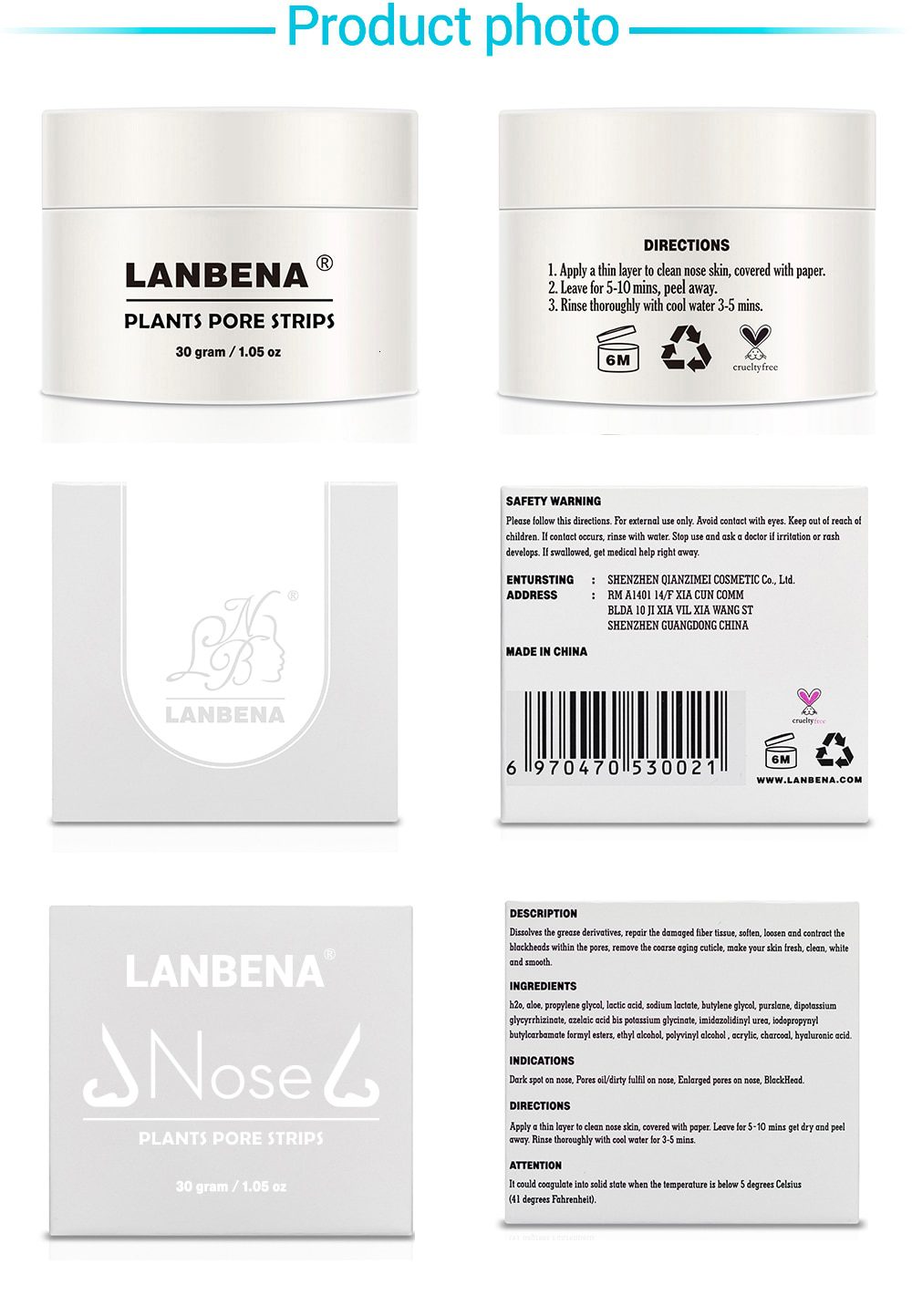 New LANBENA Unisex Blackhead Remover Nose Face Mask Pore Strip Black Mask Peeling Acne Treatment Black Deep Cleansing Skin Care