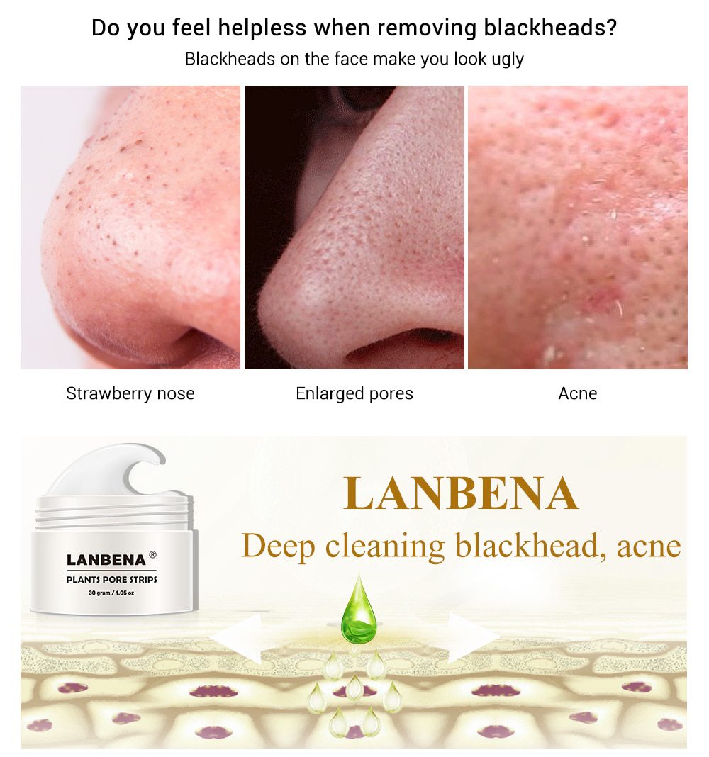 New LANBENA Unisex Blackhead Remover Nose Face Mask Pore Strip Black Mask Peeling Acne Treatment Black Deep Cleansing Skin Care