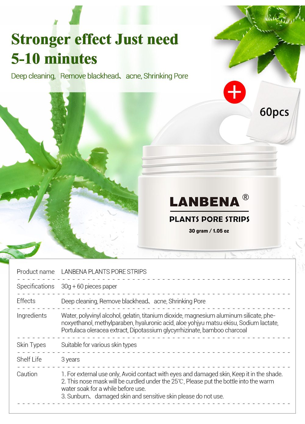 New LANBENA Unisex Blackhead Remover Nose Face Mask Pore Strip Black Mask Peeling Acne Treatment Black Deep Cleansing Skin Care