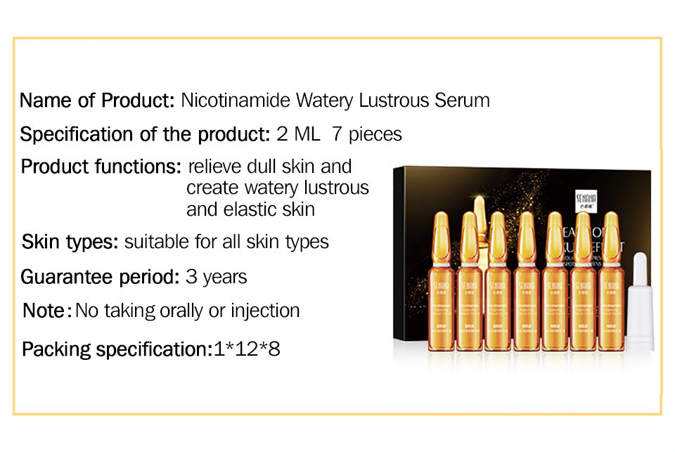 SENANA Hyaluronic Acid Face Serum 24k gold Nicotinamide Ampoule Anti-Aging Shrink pores Anti-Ance Whitening Moisturizing essence