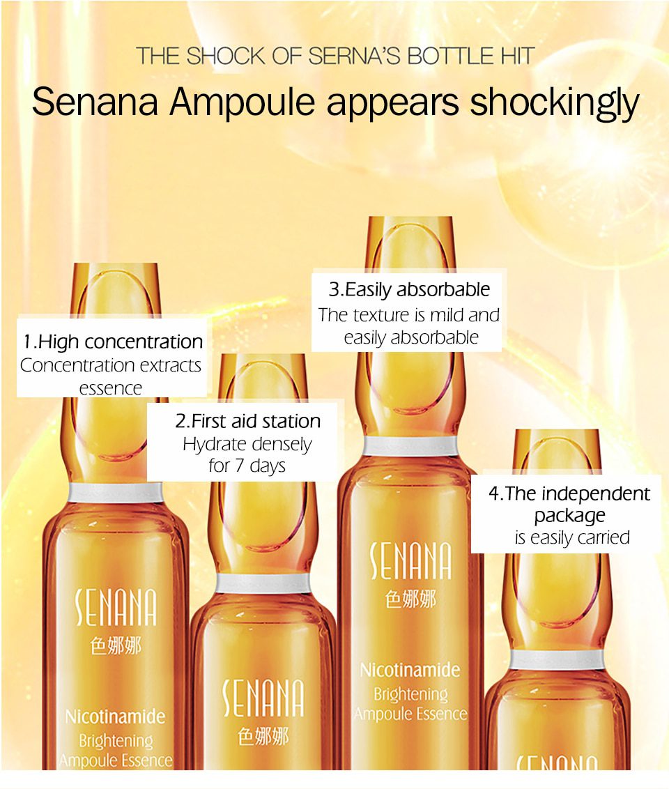 SENANA Hyaluronic Acid Face Serum 24k gold Nicotinamide Ampoule Anti-Aging Shrink pores Anti-Ance Whitening Moisturizing essence