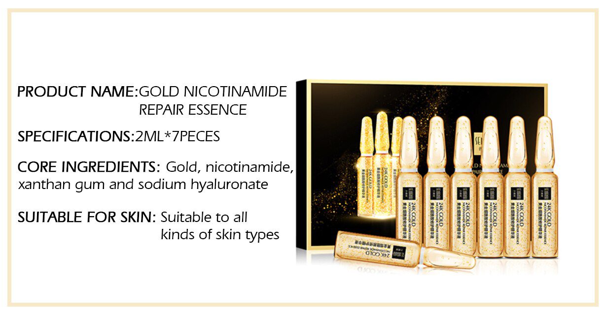 SENANA Hyaluronic Acid Face Serum 24k gold Nicotinamide Ampoule Anti-Aging Shrink pores Anti-Ance Whitening Moisturizing essence