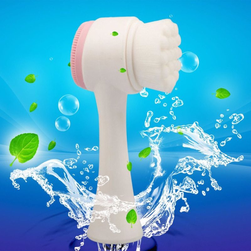 Double Side Silicone Facial Cleanser Brush Portable Size 3d Face Cleaning Vibration Massage Face