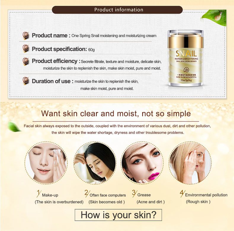 OneSping Snail Cream Snail Whitening Cream Aloe Vera Gel Eye Serum Face Cream Anti Wrinkle Rorec Korean Face Care Cosmetics