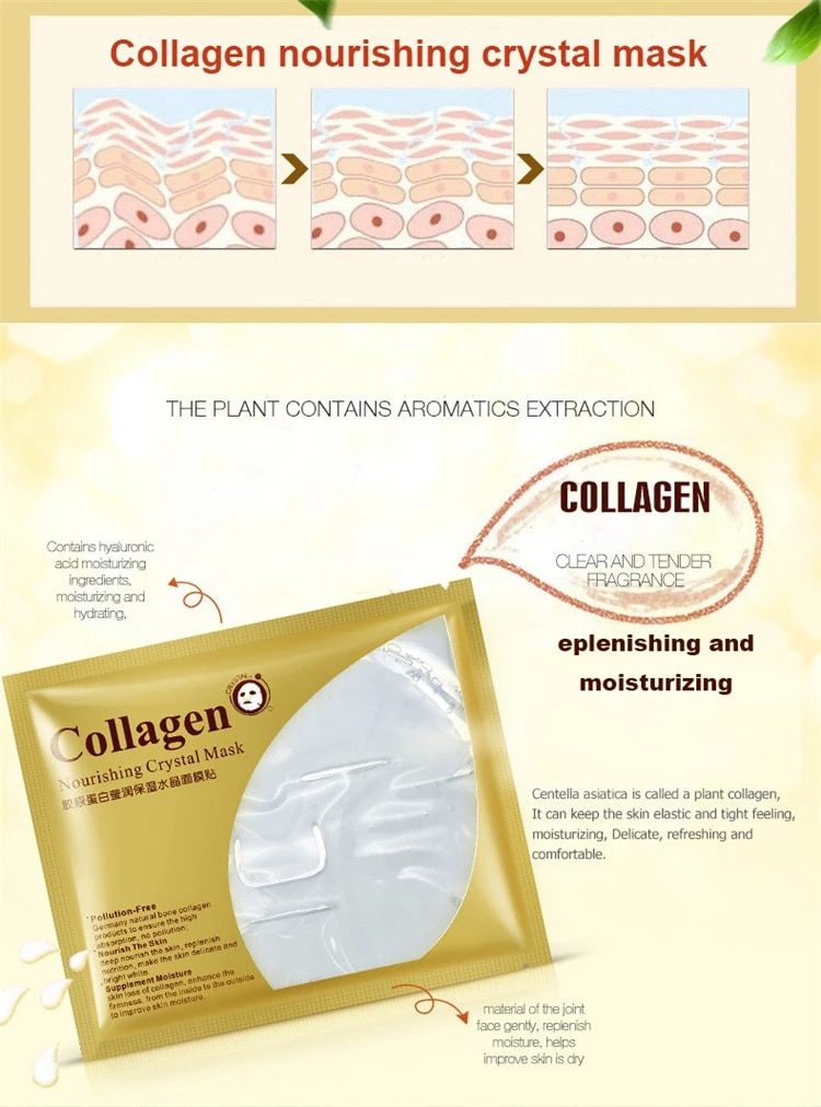 24K Gold Collagen Face Mask Crystal Gold Collagen Facial Masks Moisturizing whitening Anti-aging Skin Care Korean Cosmenics mask