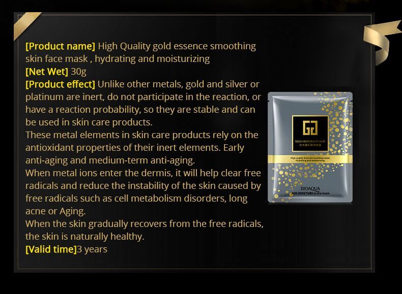 24K Gold Collagen Face Mask Crystal Gold Collagen Facial Masks Moisturizing whitening Anti-aging Skin Care Korean Cosmenics mask