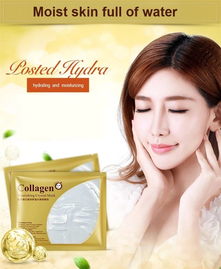 24K Gold Collagen Face Mask Crystal Gold Collagen Facial Masks Moisturizing whitening Anti-aging Skin Care Korean Cosmenics mask