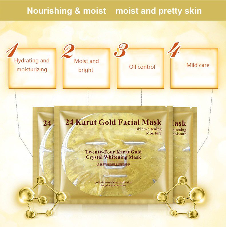 24K Gold Collagen Face Mask Crystal Gold Collagen Facial Masks Moisturizing whitening Anti-aging Skin Care Korean Cosmenics mask