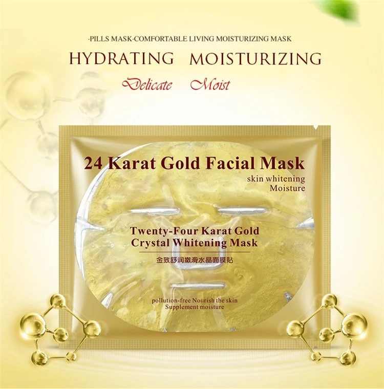 24K Gold Collagen Face Mask Crystal Gold Collagen Facial Masks Moisturizing whitening Anti-aging Skin Care Korean Cosmenics mask