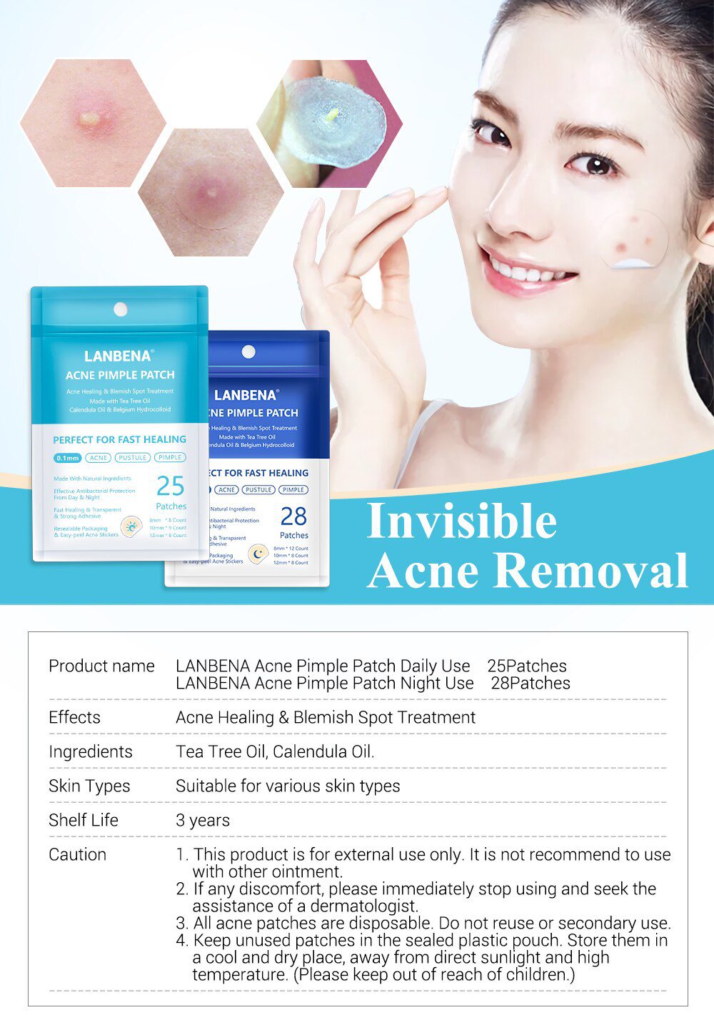 LANBENA Acne Pimple Patch Face Mask 28pcs Invisible Acne Stickers Blemish Treatment Pimple Remover Tool Skin Care Face Cream