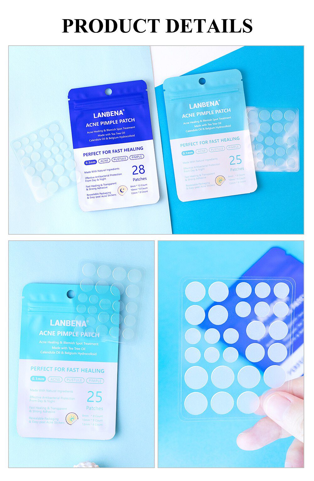 LANBENA Acne Pimple Patch Face Mask 28pcs Invisible Acne Stickers Blemish Treatment Pimple Remover Tool Skin Care Face Cream