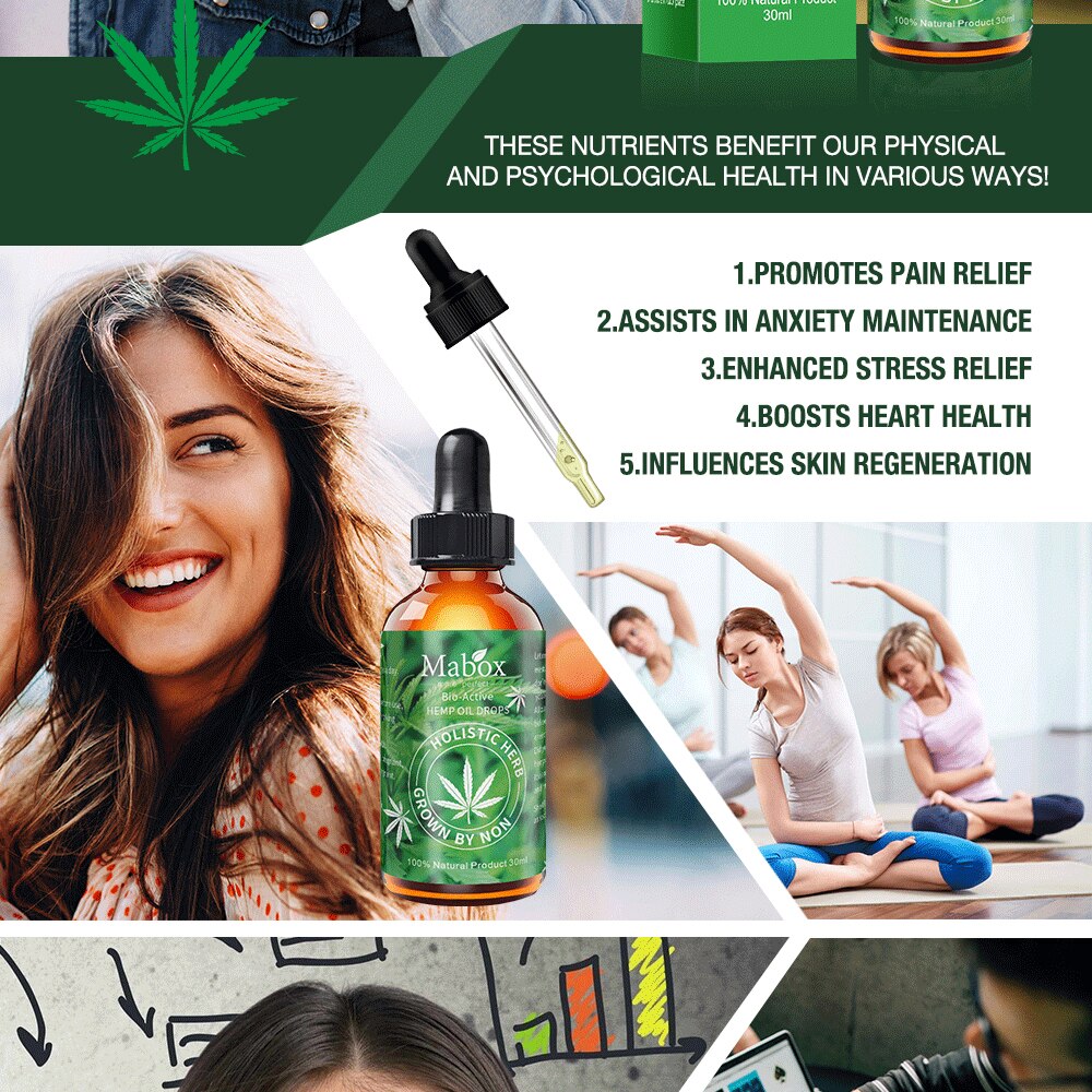 MABOX Hemp Oil, 100% Natural Sleep Aid Anti Stress Hemp Extract Drops for Pain, Anxiety & Stress Relief, 2000mg Contains cbd