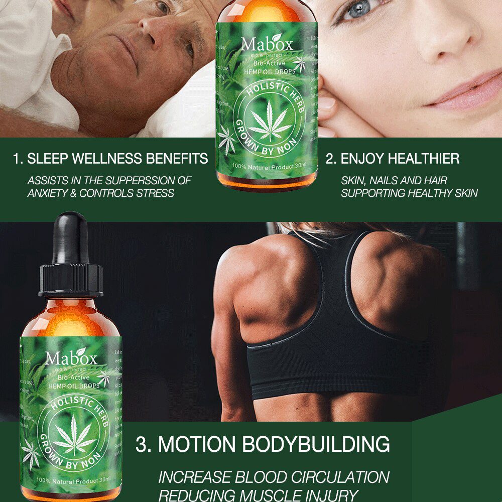 MABOX Hemp Oil, 100% Natural Sleep Aid Anti Stress Hemp Extract Drops for Pain, Anxiety & Stress Relief, 2000mg Contains cbd