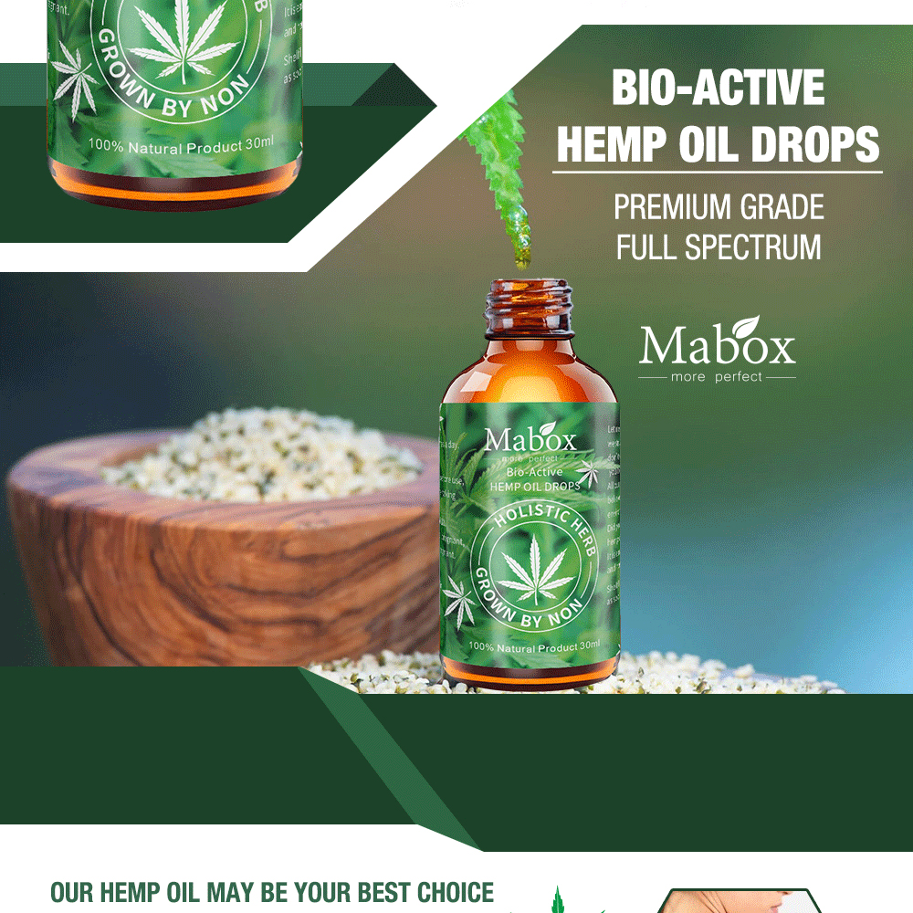 MABOX Hemp Oil, 100% Natural Sleep Aid Anti Stress Hemp Extract Drops for Pain, Anxiety & Stress Relief, 2000mg Contains cbd
