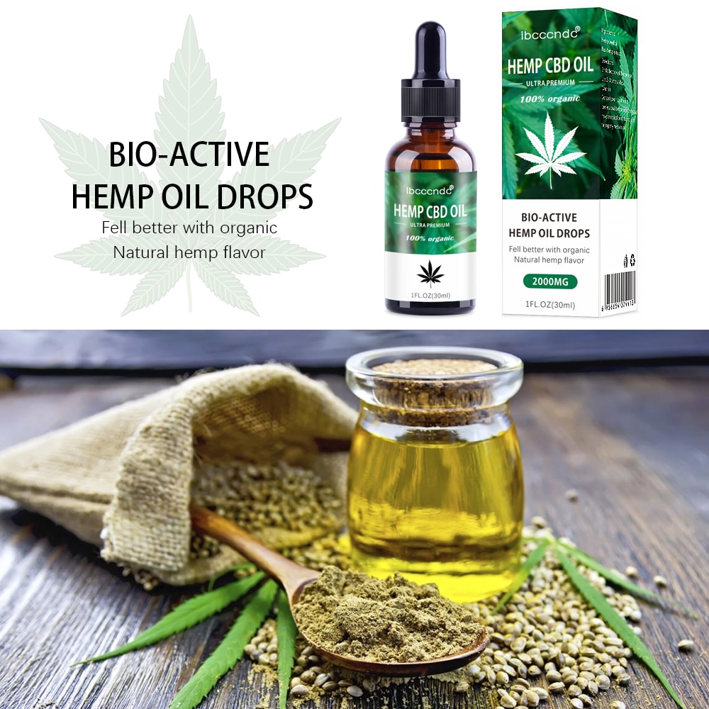 30ml 100% Organic Hemp CBD Oil 2000mg Bio-active Hemp Seeds Oil Extract Drop for Pain Relief Reduce Anxiety Better Sleep Essence