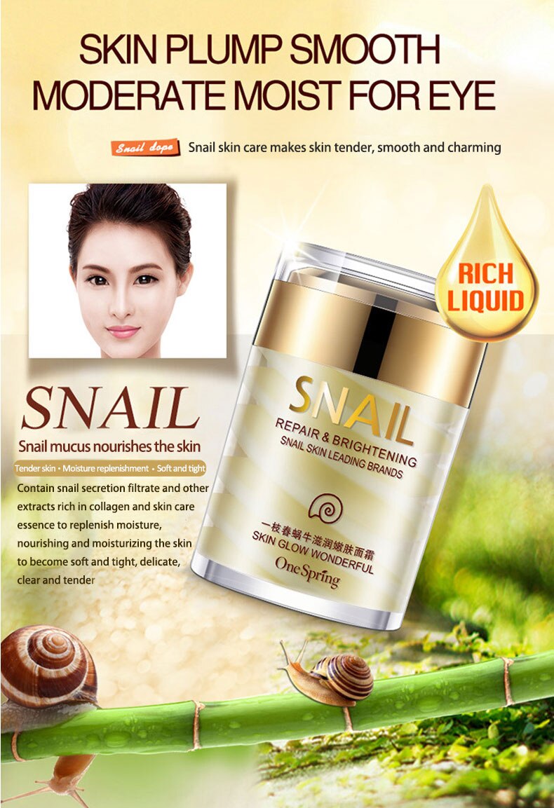 OneSpring Snail Cream Anti Wrinkle and Nourishing Acne Treatment Faical Skin Care Moisturizer Repair Face Cream