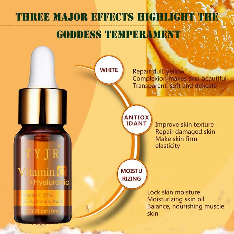 100% Pure Vitamin C Serum Liquid Freckle Removal Acne Scars Hyaluronic Acid Anti-wrinkle Vc Face Serum Fade Dark Spot