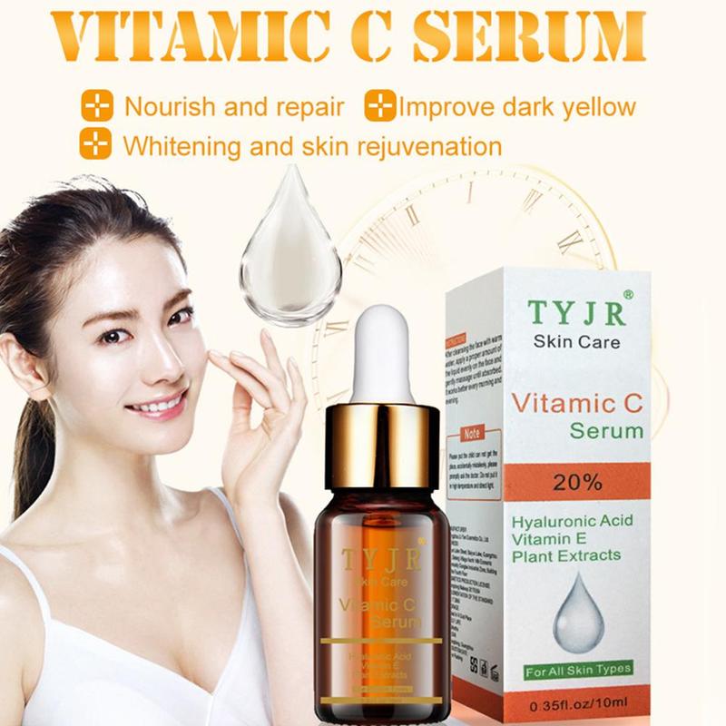 100% Pure Vitamin C Serum Liquid Freckle Removal Acne Scars Hyaluronic Acid Anti-wrinkle Vc Face Serum Fade Dark Spot