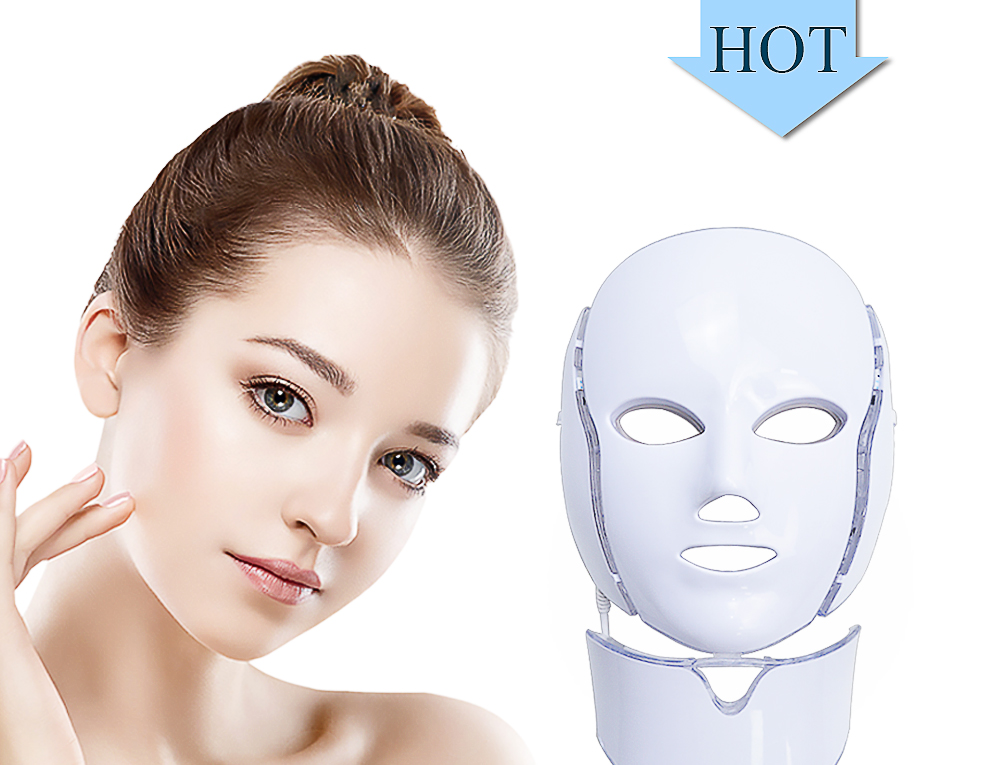 LiCheng LED Facial Mask Beauty Skin Rejuvenation Photon Light 7 Colors Mask with Neck Therapy Wrinkle Acne Tighten Skin Tool