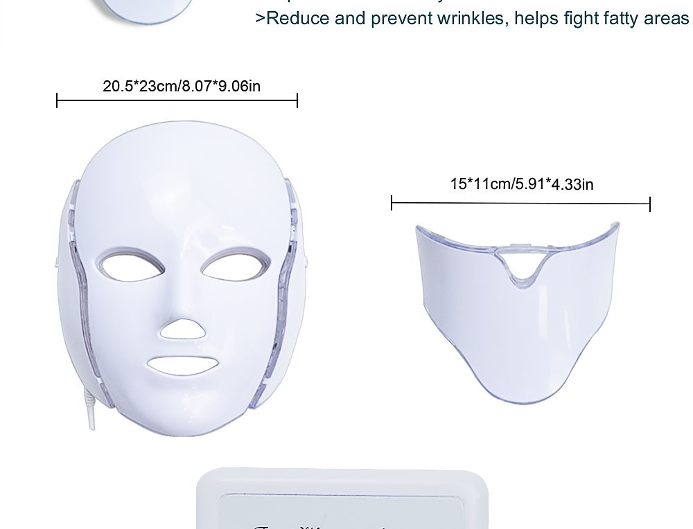 LiCheng LED Facial Mask Beauty Skin Rejuvenation Photon Light 7 Colors Mask with Neck Therapy Wrinkle Acne Tighten Skin Tool