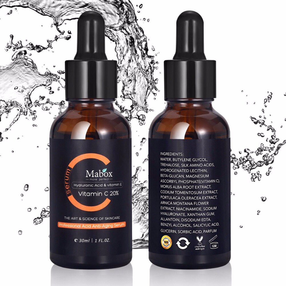 Mabox Vitamin C Whitening Serum Hyaluronic Acid Face Cream & Vitamin E - Organic Anti-Aging Serum for Face Eye Treatment