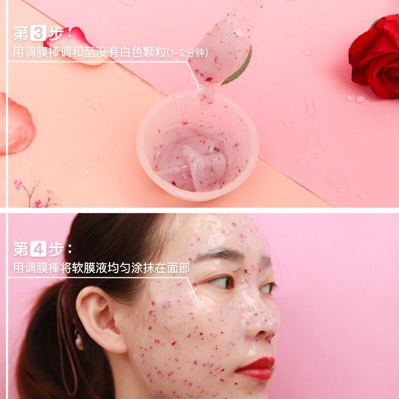 DIY SPA Collagen Rose Hyaluronic Acid Soft Mask Powder Face Mask Anti Aging Anti Wrinkle Peel Off Rubber Facial Mask