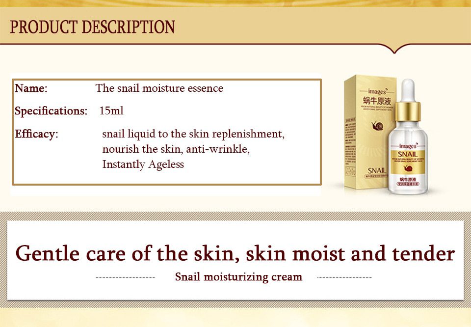 IMAGES Snail Extract Serum Face Essence Anti Wrinkle Hyaluronic Acid Anti Aging Collagen Whitening Moisturizing Face Care Beauty