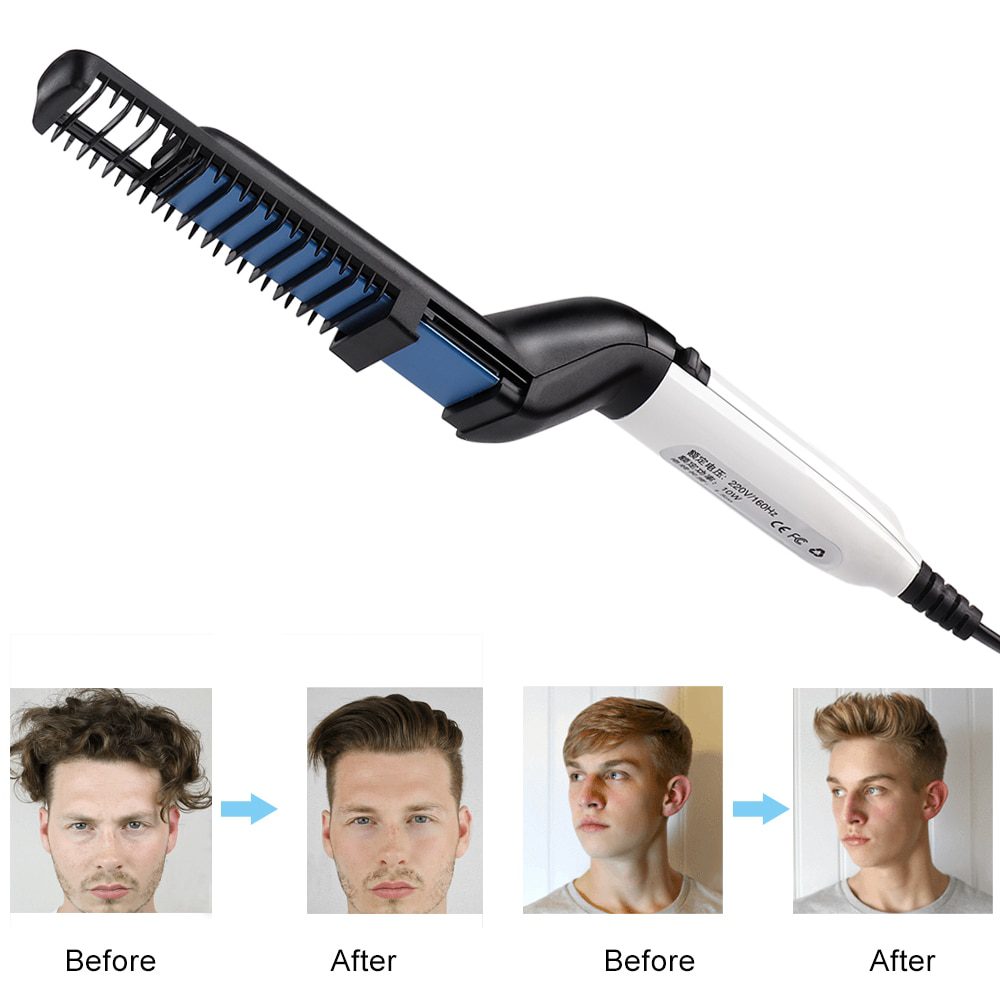 VIP Dropship Men Quick Beard Straightener Styler Comb Multifunctional Hair Curler Show Cap Tool Electric Heating Hair Brush