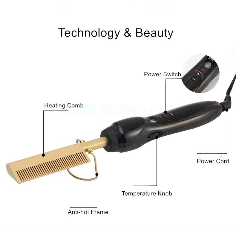 Hair Straightener Iron Hair Curler Iron Comb Wet Dry Hair Pure Copper Head Electric Environmentally Friendly Titanium Alloy YJ4