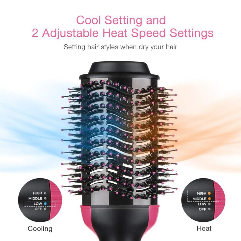 Electric Professional Hair Dryer Comb Infrared Negative Ion Hot Air Comb Straight Curling Hair Comb Hairdryer