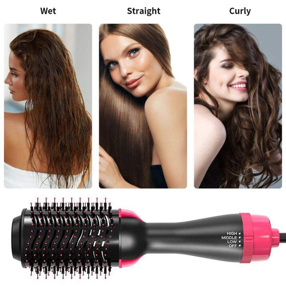 Electric Professional Hair Dryer Comb Infrared Negative Ion Hot Air Comb Straight Curling Hair Comb Hairdryer