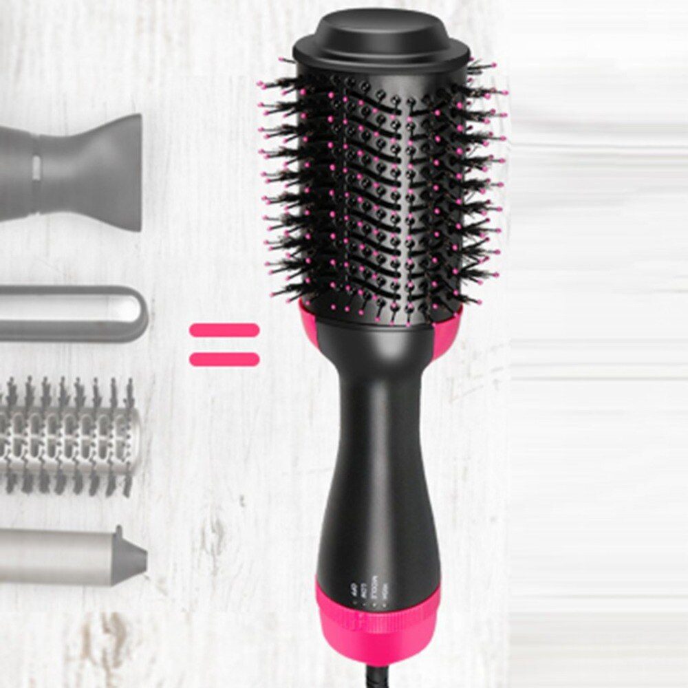 Electric Professional Hair Dryer Comb Infrared Negative Ion Hot Air Comb Straight Curling Hair Comb Hairdryer