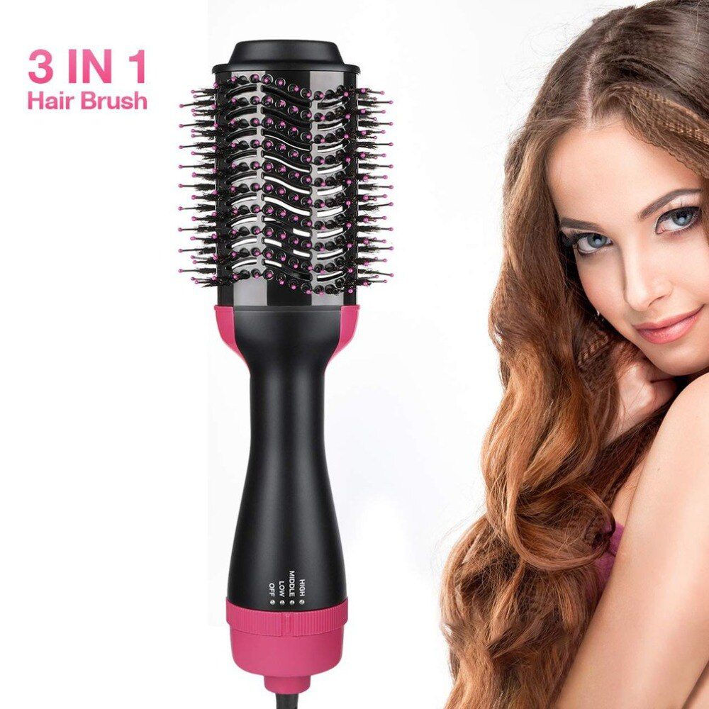 Electric Professional Hair Dryer Comb Infrared Negative Ion Hot Air Comb Straight Curling Hair Comb Hairdryer