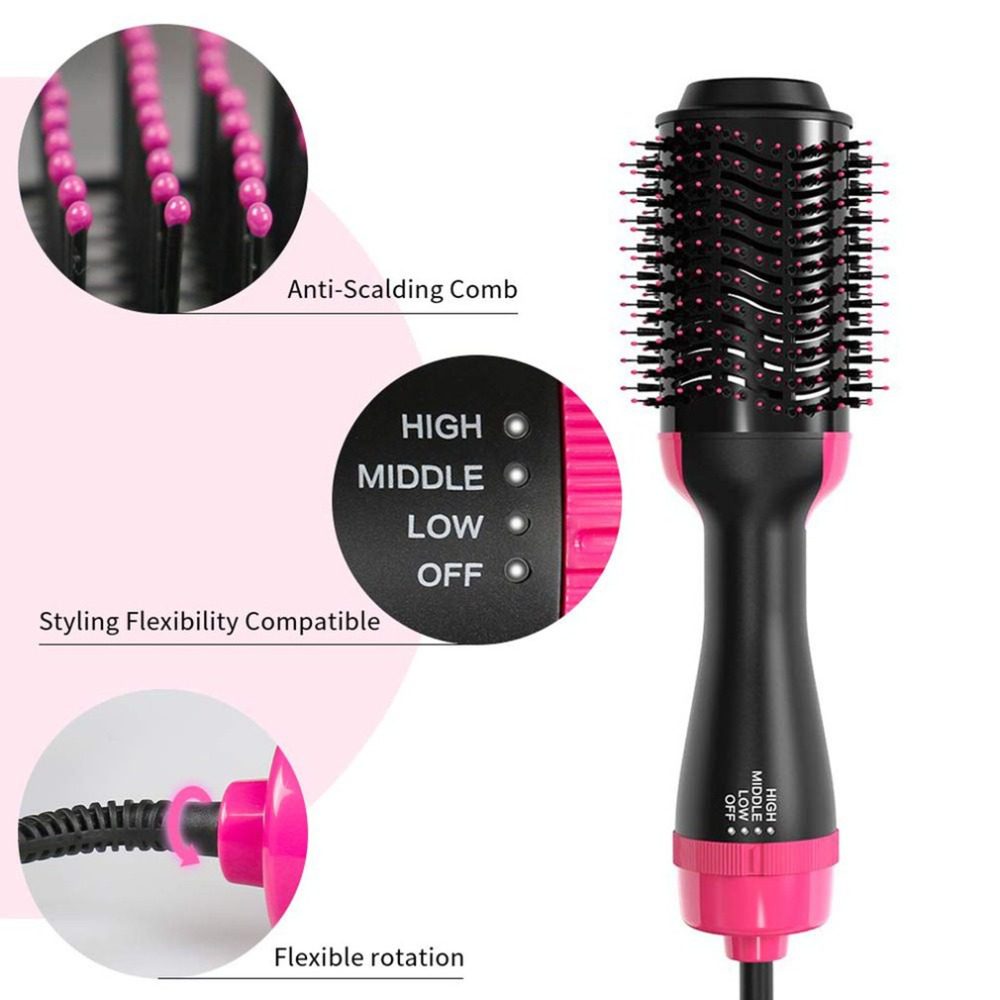 Electric Professional Hair Dryer Comb Infrared Negative Ion Hot Air Comb Straight Curling Hair Comb Hairdryer