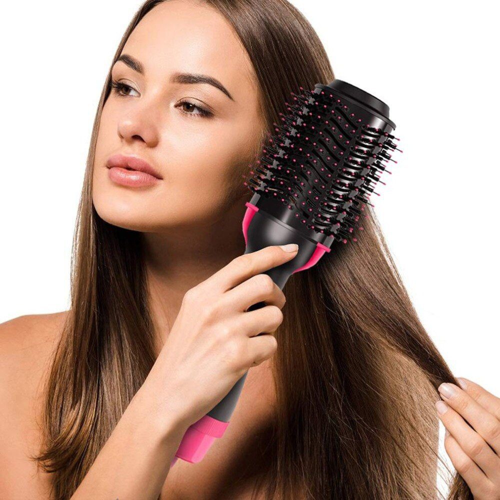 Electric Professional Hair Dryer Comb Infrared Negative Ion Hot Air Comb Straight Curling Hair Comb Hairdryer