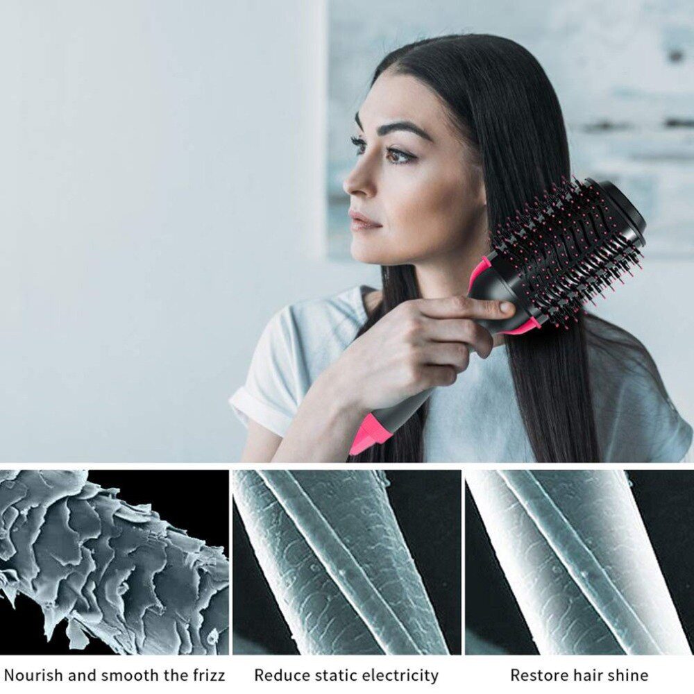 Electric Professional Hair Dryer Comb Infrared Negative Ion Hot Air Comb Straight Curling Hair Comb Hairdryer