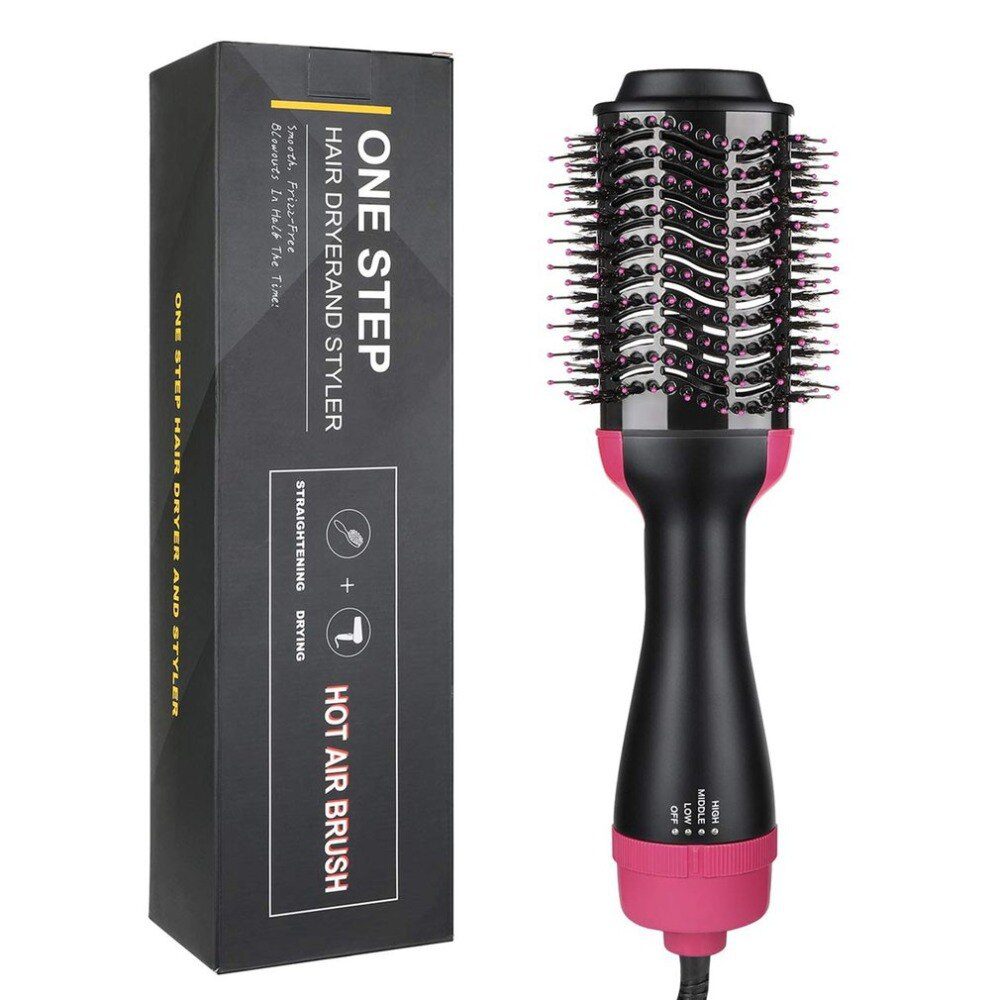 Electric Professional Hair Dryer Comb Infrared Negative Ion Hot Air Comb Straight Curling Hair Comb Hairdryer