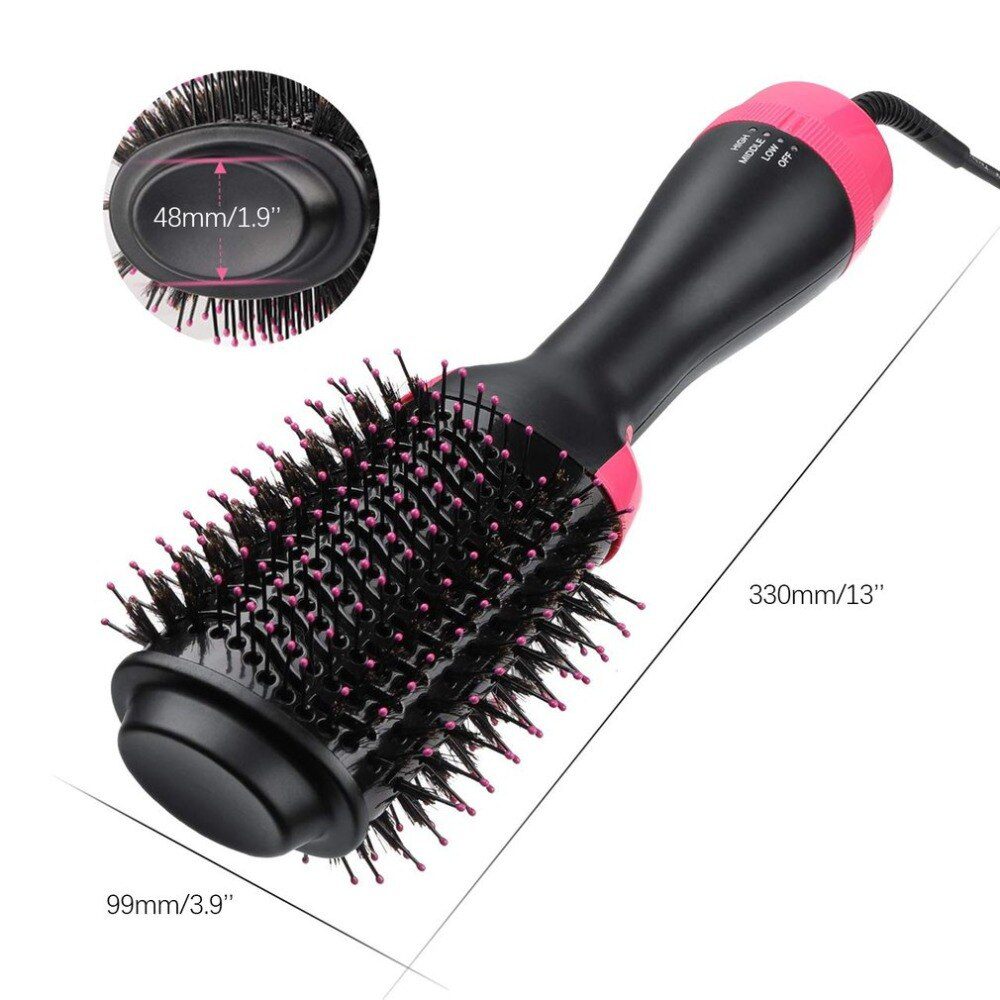 Electric Professional Hair Dryer Comb Infrared Negative Ion Hot Air Comb Straight Curling Hair Comb Hairdryer