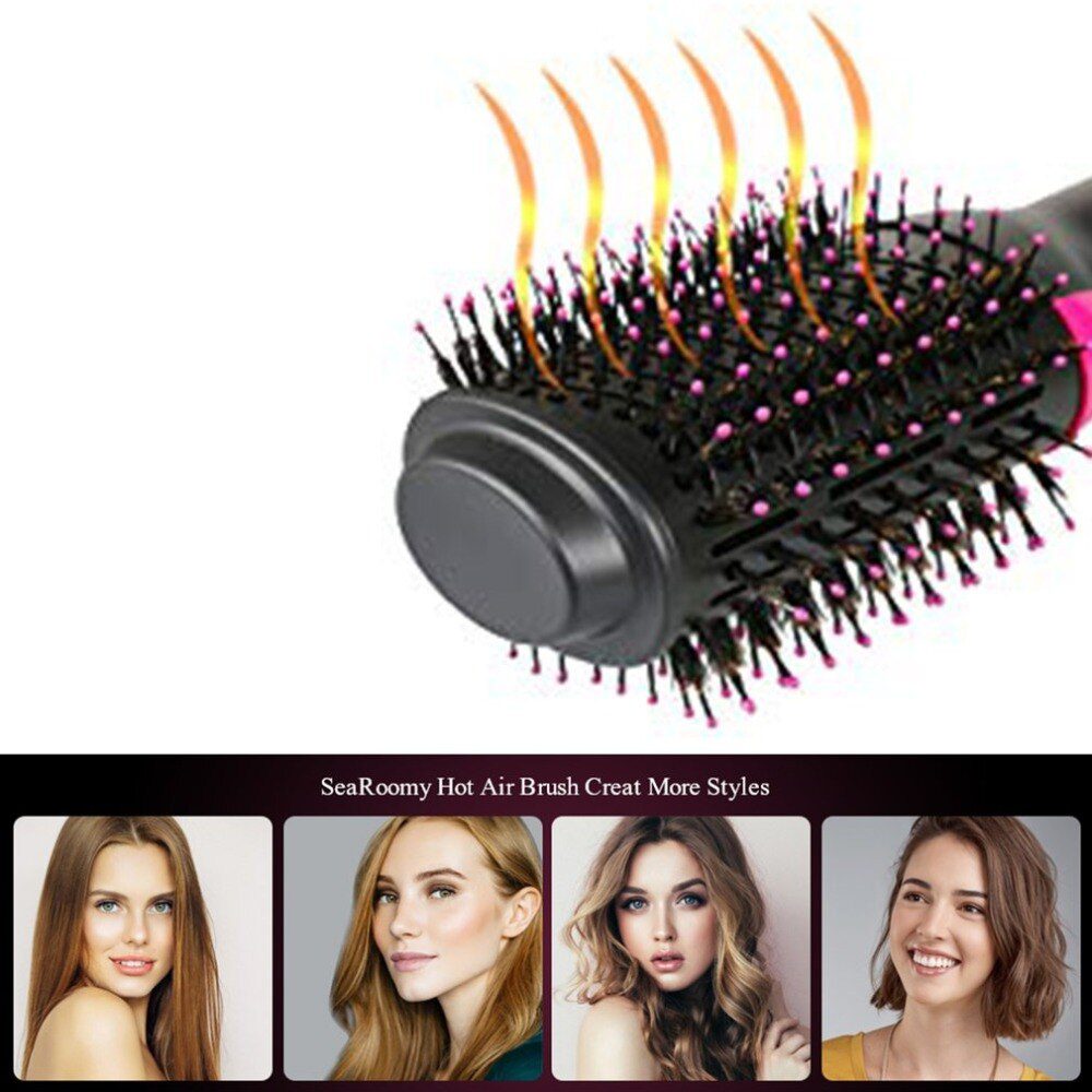 Electric Professional Hair Dryer Comb Infrared Negative Ion Hot Air Comb Straight Curling Hair Comb Hairdryer