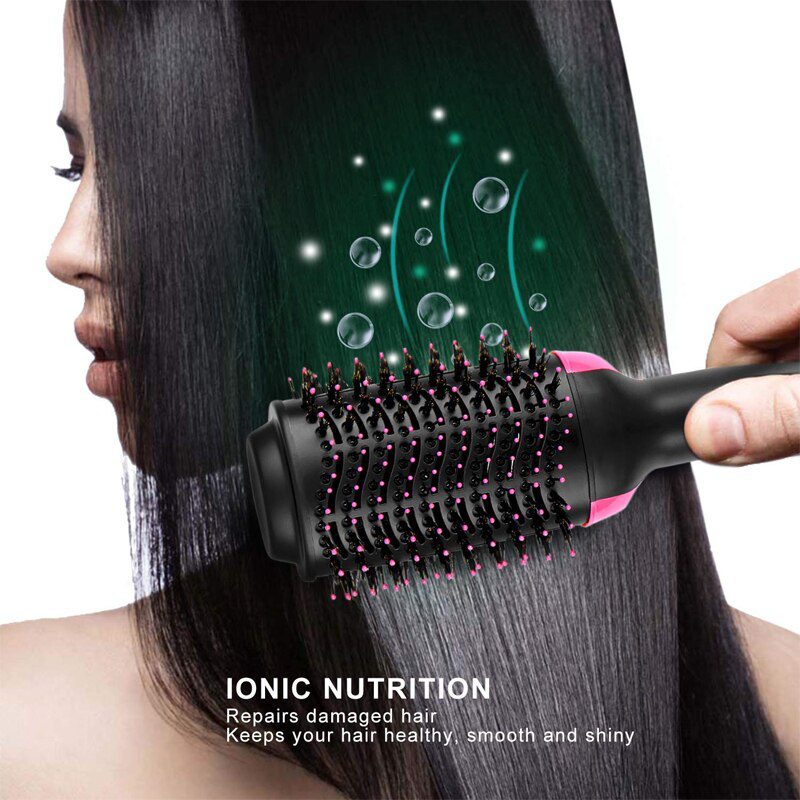 1000W Professional Hair Dryer Brush 2 In 1 Hair Straightener Curler Comb Electric Blow Dryer With Comb Hair Brush Roller Styler