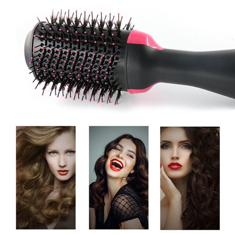 1000W Professional Hair Dryer Brush 2 In 1 Hair Straightener Curler Comb Electric Blow Dryer With Comb Hair Brush Roller Styler