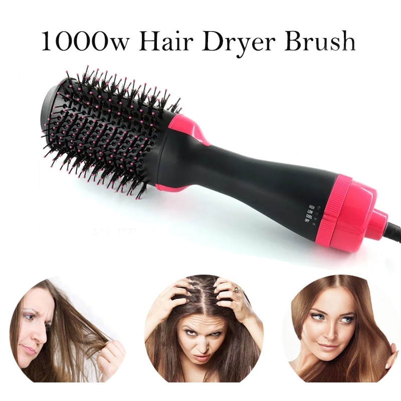 1000W Professional Hair Dryer Brush 2 In 1 Hair Straightener Curler Comb Electric Blow Dryer With Comb Hair Brush Roller Styler