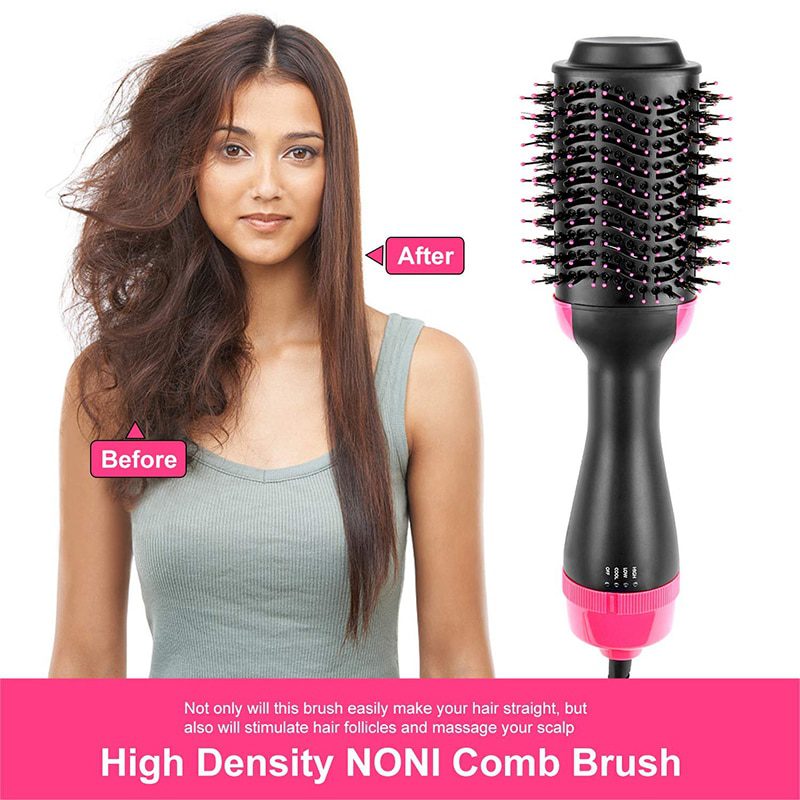 1000W Professional Hair Dryer Brush 2 In 1 Hair Straightener Curler Comb Electric Blow Dryer With Comb Hair Brush Roller Styler