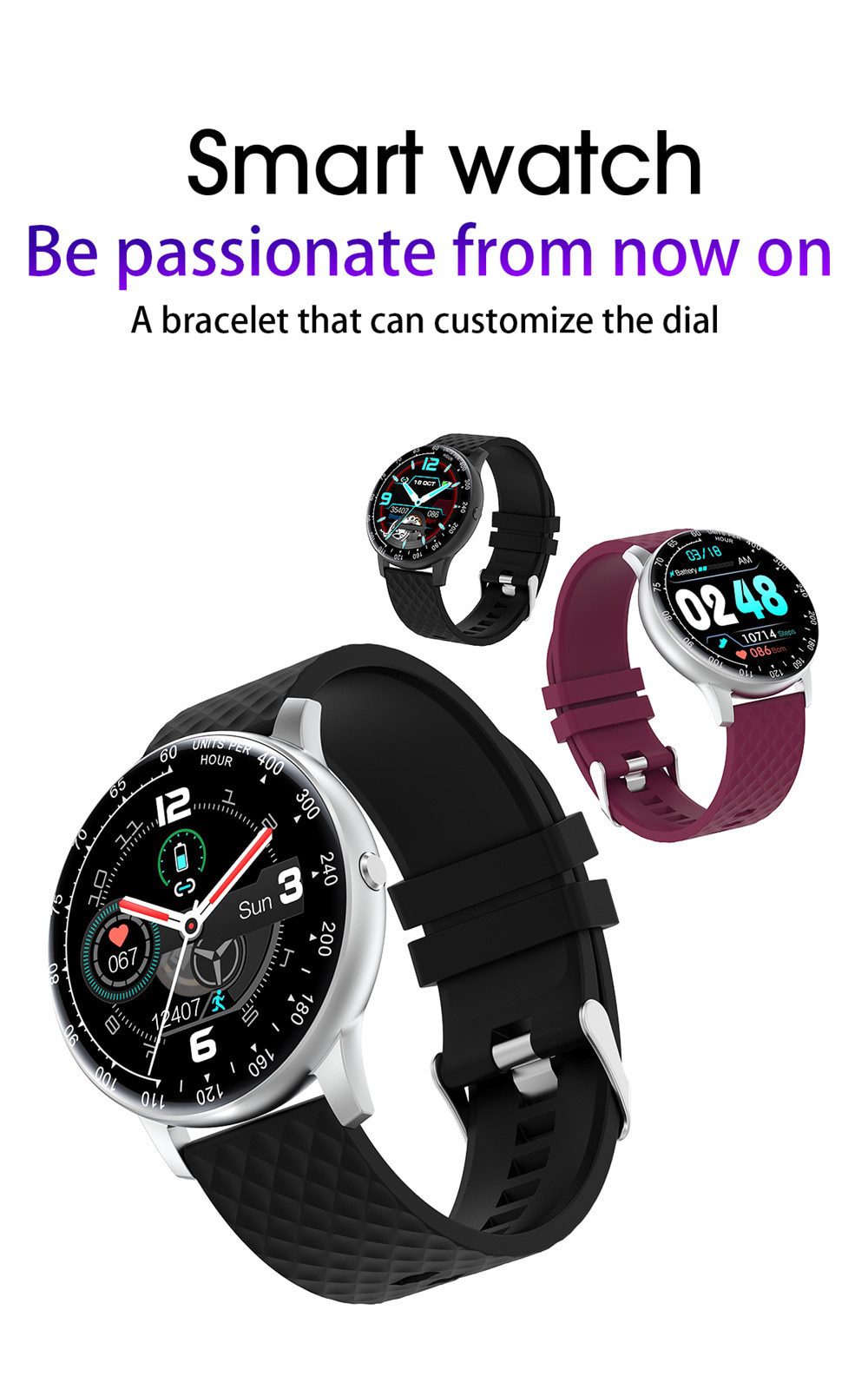 Full Touch Watch Smart Watch Men Blood Pressure IP68 Waterproof Smartwatch 2020 Fitness Tracker Watches Women For Android IOS