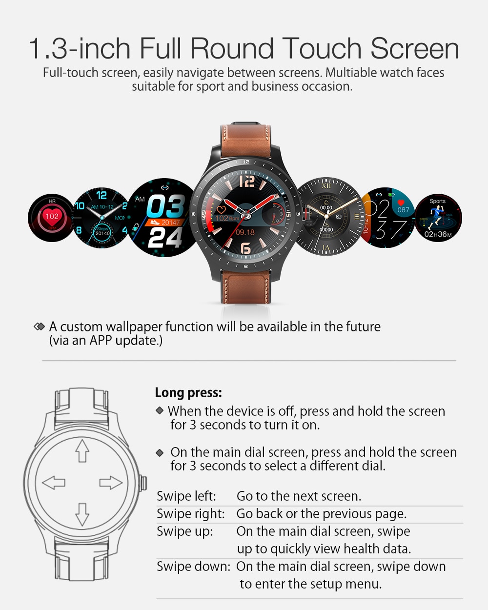 [ bluetooth 5.0 ] BlitzWolf BW-HL2 Smart Watch 1.3' Full Round Touch Screen Heart Rate Blood Pressure O2 Monitor IP67 Smartwatch