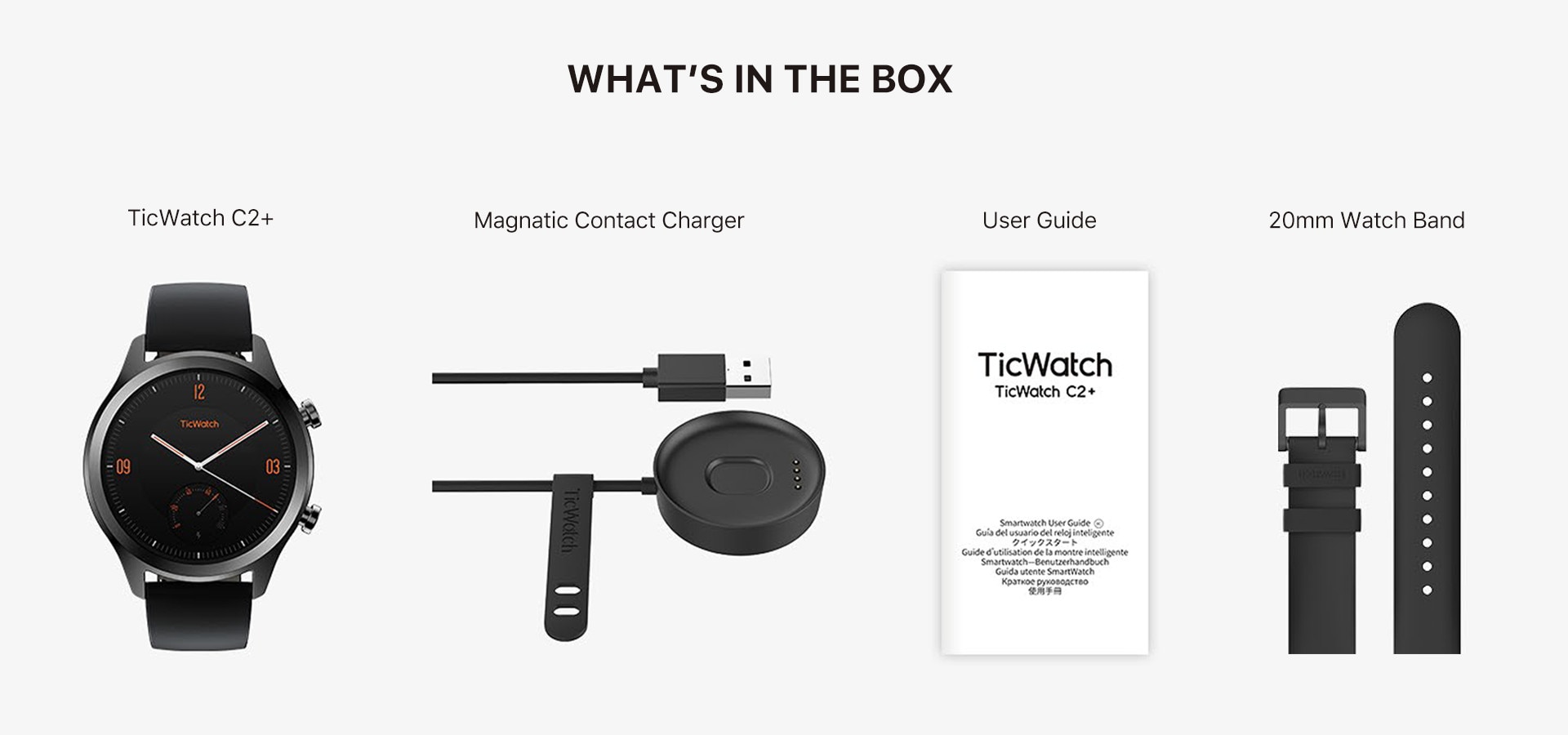 TicWatch C2 Plus Wear OS Smartwatch 1GB RAM Built-in GPS Fitness Tracking IP68 Waterproof Watch NFC Google Pay Women's Watch