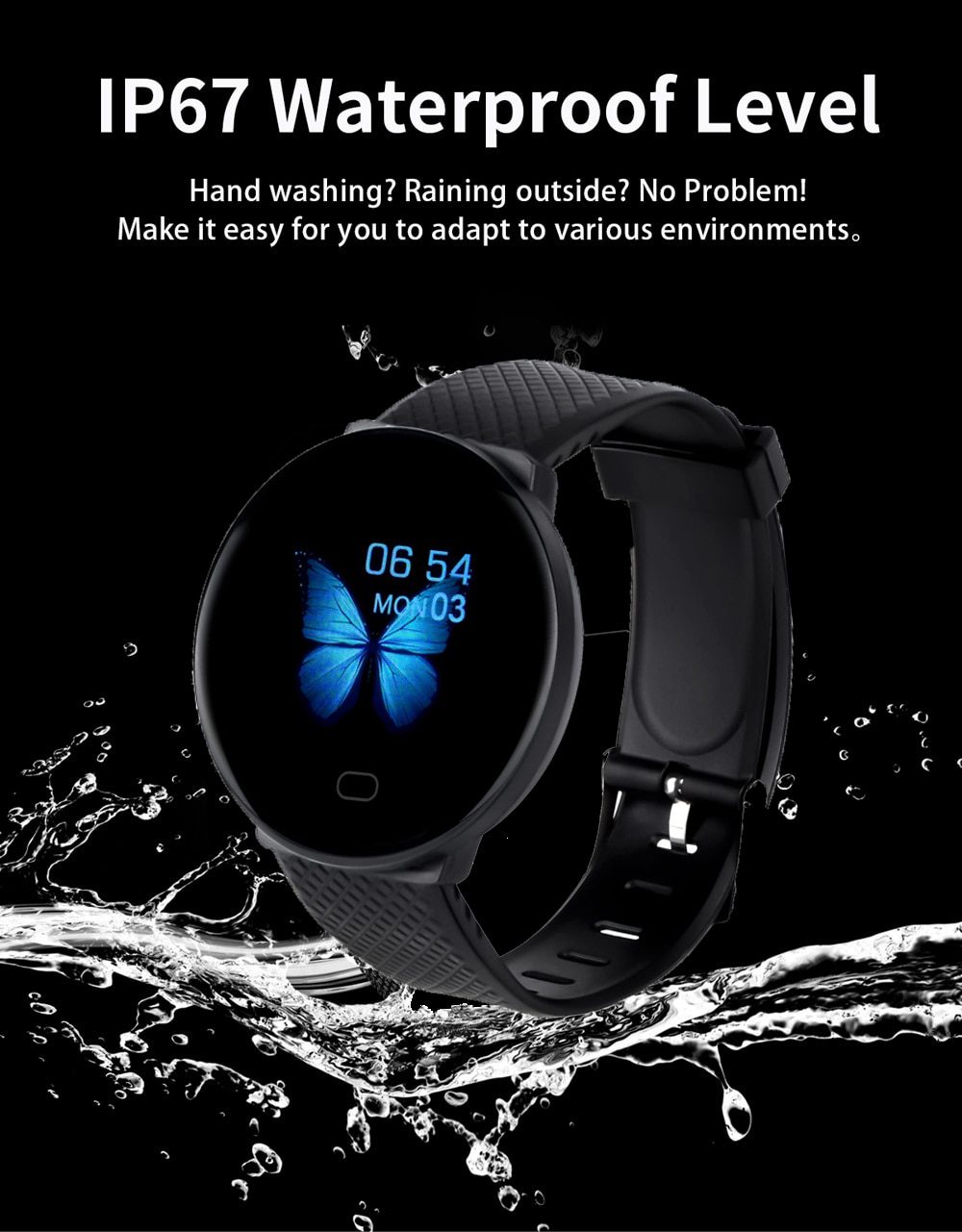 Smart Watch Men 1.3'' Screen Fitness Tracker Ip67 Waterproof Blood Pressure Heart Rate Monitor Smartwatch Woman For Android IOS